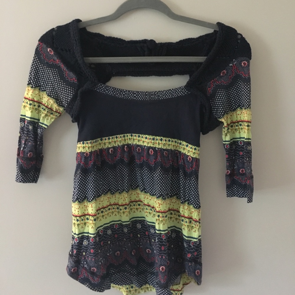 Free People knit top with macrame details